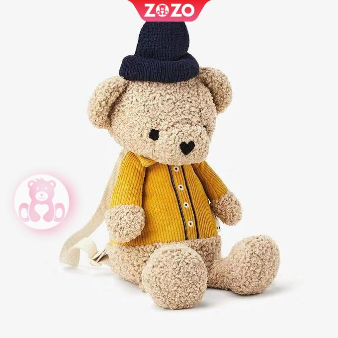 Balo Teddy gấu nâu áo vàng đi học