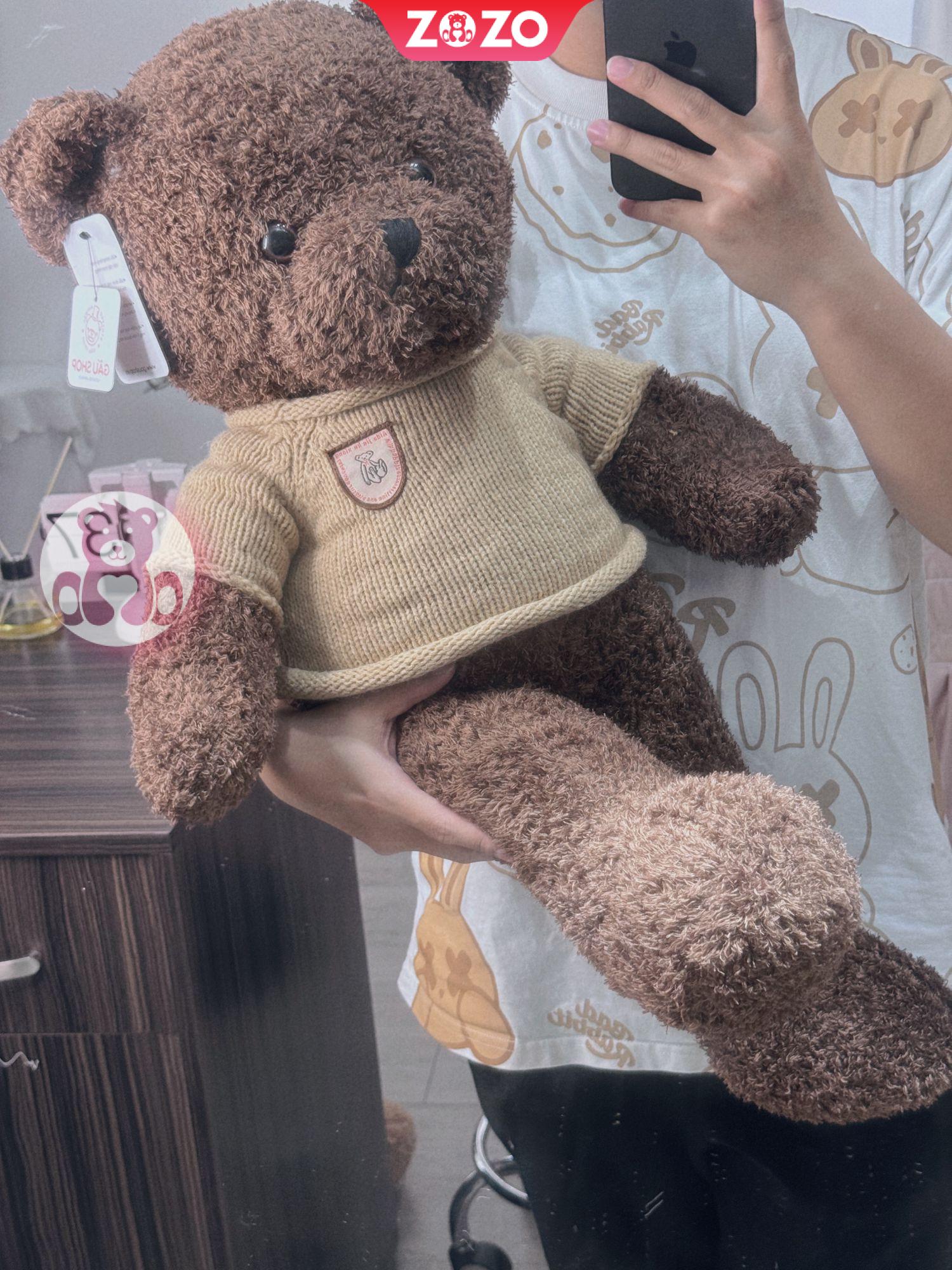 Gấu Teddy mặc áo len xoắn ấm áp