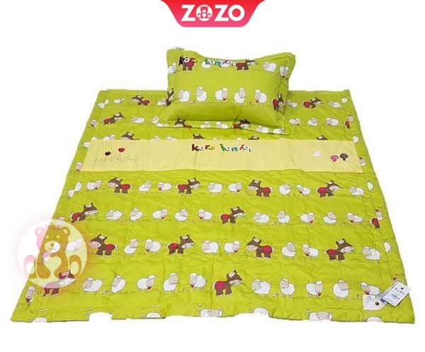 Bộ chăn gối mầm non thêu tên bé