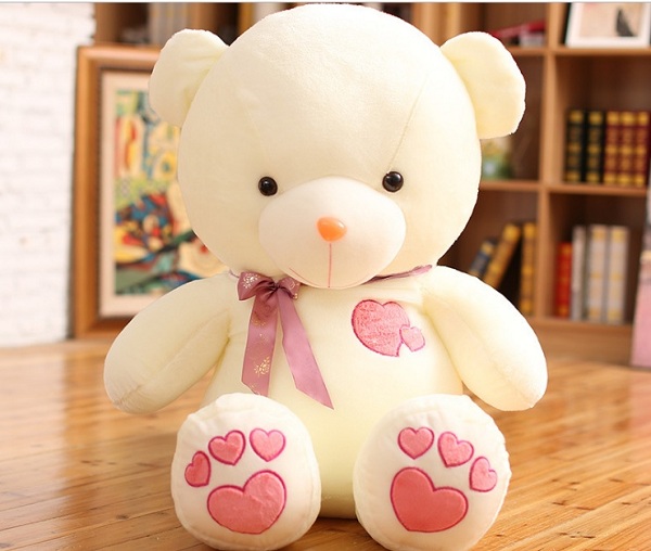 Gấu bông trắng đeo nơ - Shop quà trực tuyến - Website quà tặng uy tín
