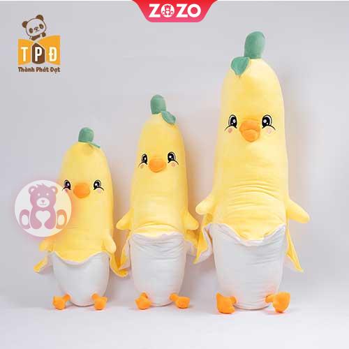 Gấu bông gà đội mũ chuối ngộ nghĩnh