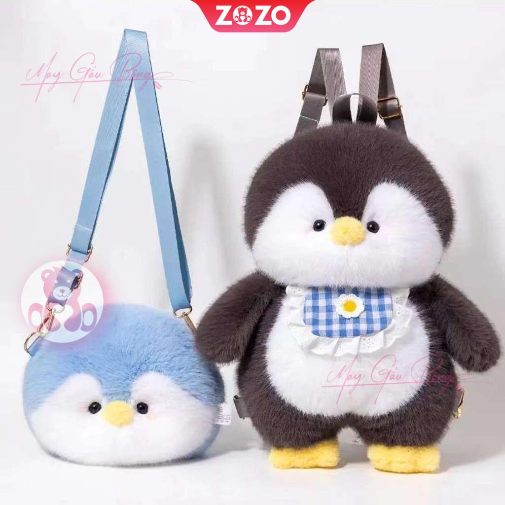 Balo gấu bông chim cánh cụt lông xù ấm áp 2 Balo gấu bông Penguin chim cánh cụt ấm tai lông xù