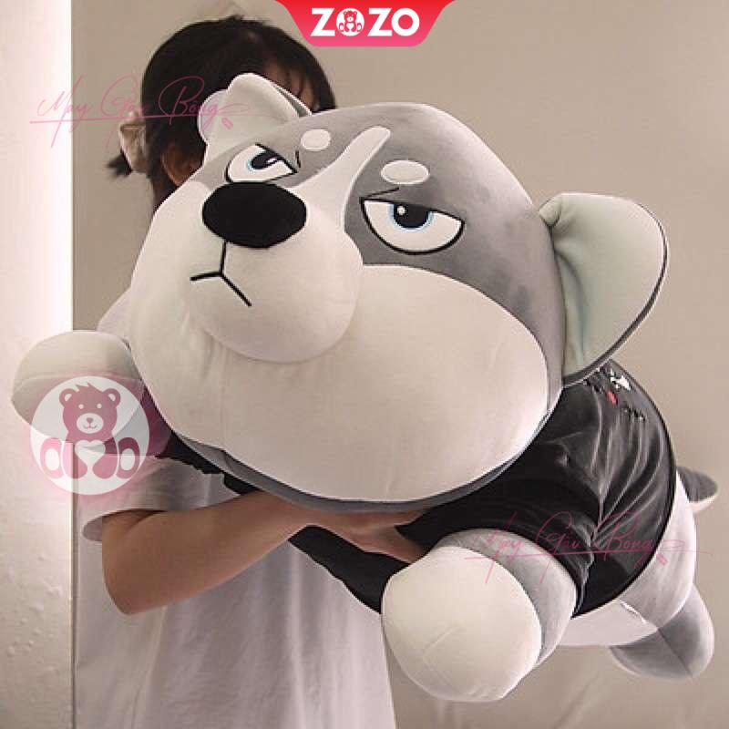 Chó bông Husky baby mặc áo hoodie 4 Chó Bông Husky Baby lông mịn ngồi mặc áo Hoodie