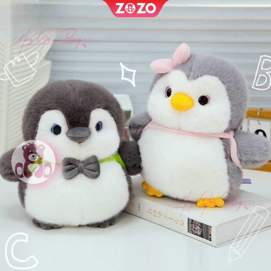 Gấu bông chim cánh cụt đeo balo mini 3 Gấu bông Chim Cánh Cụt Mang balo