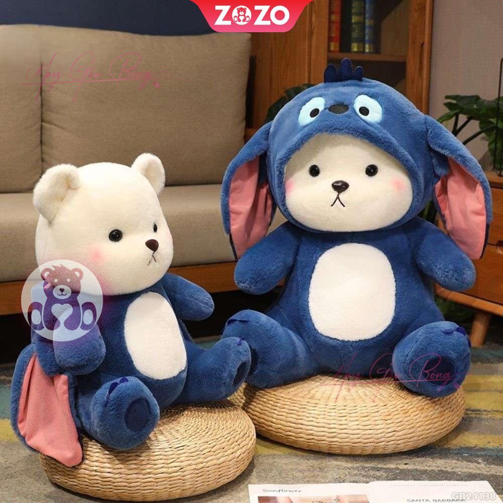 Gấu bông Lena nằm cosplay Stitch xanh 2 Gấu Bông Lena nằm cosplay Stitch