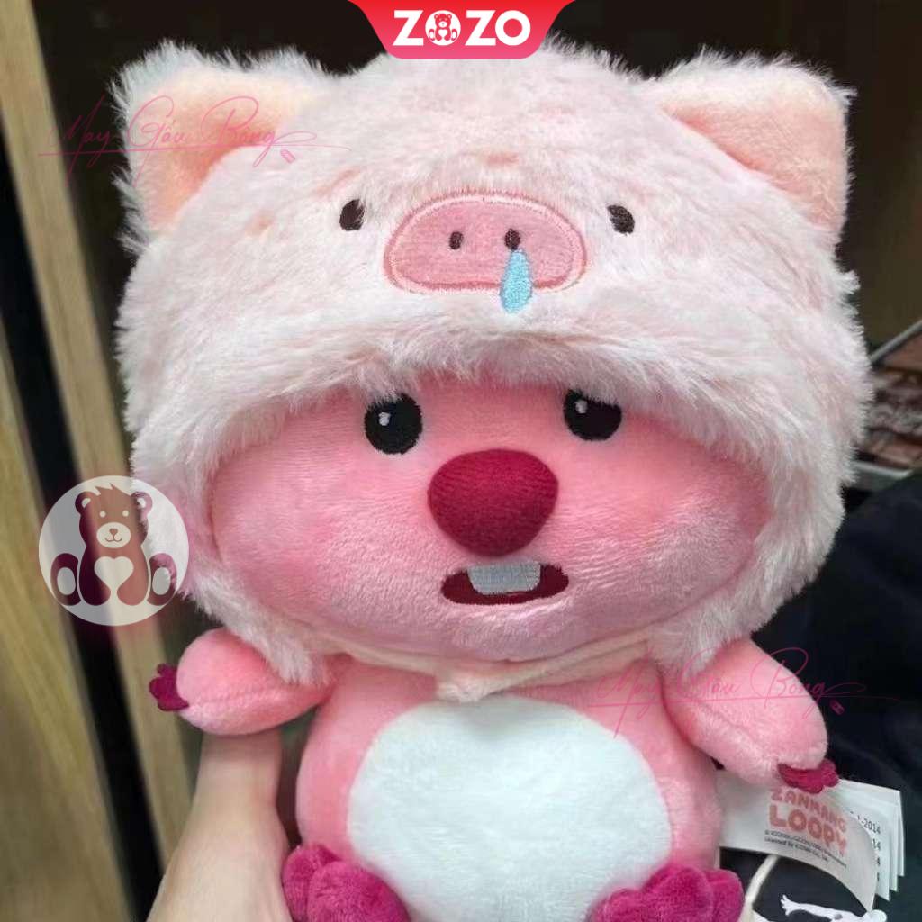 Gấu bông Loopy đội mũ heo con ngộ nghĩnh 2 Gấu Bông Loopy đôi mũ heo con dễ thương