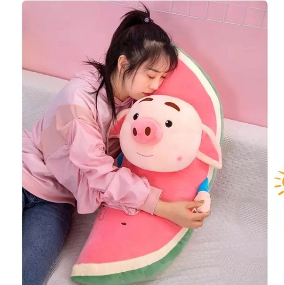 Gối ôm dưa hấu kết hợp heo bông dễ thương 4 Gối ôm dưa Hấu mix với heo