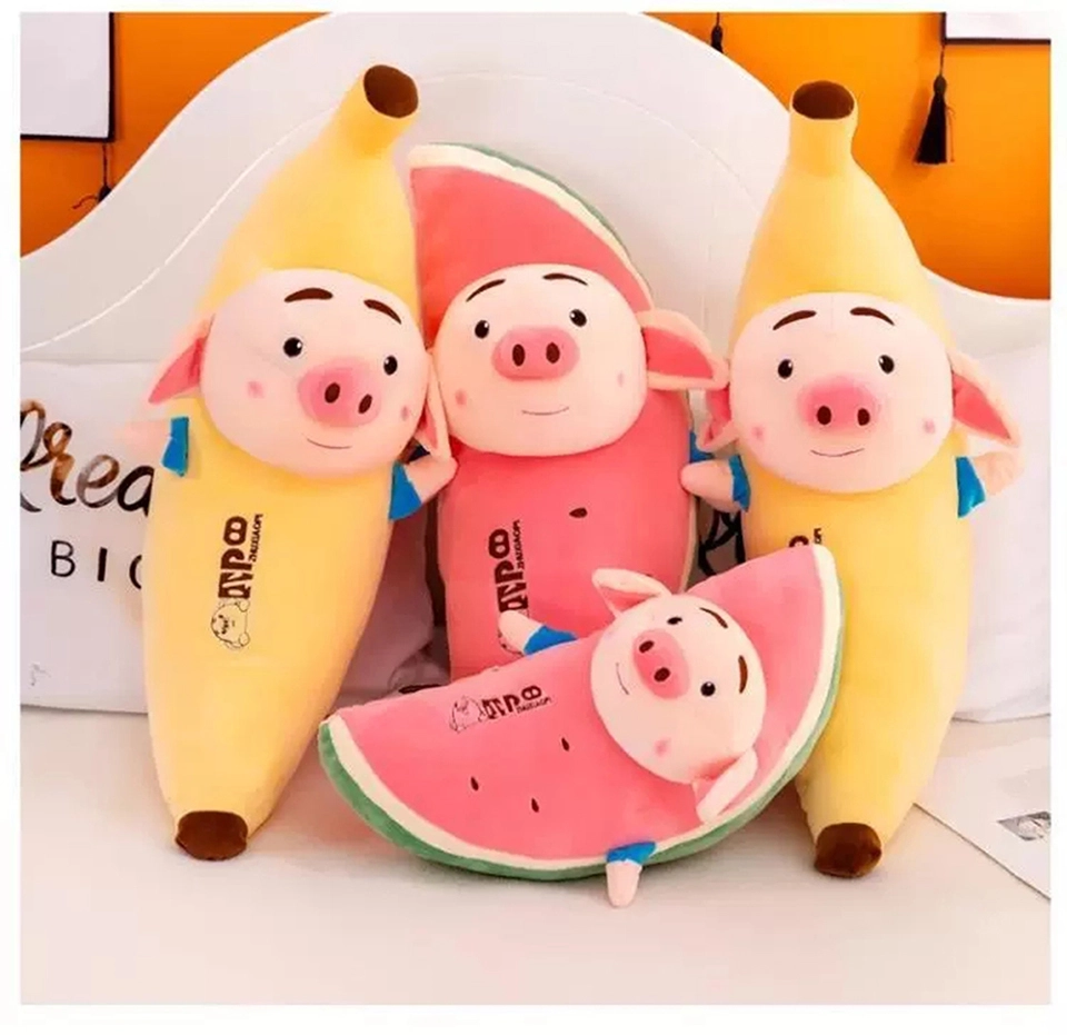 Gối ôm dưa hấu kết hợp heo bông dễ thương 5 Gối ôm dưa Hấu mix với heo