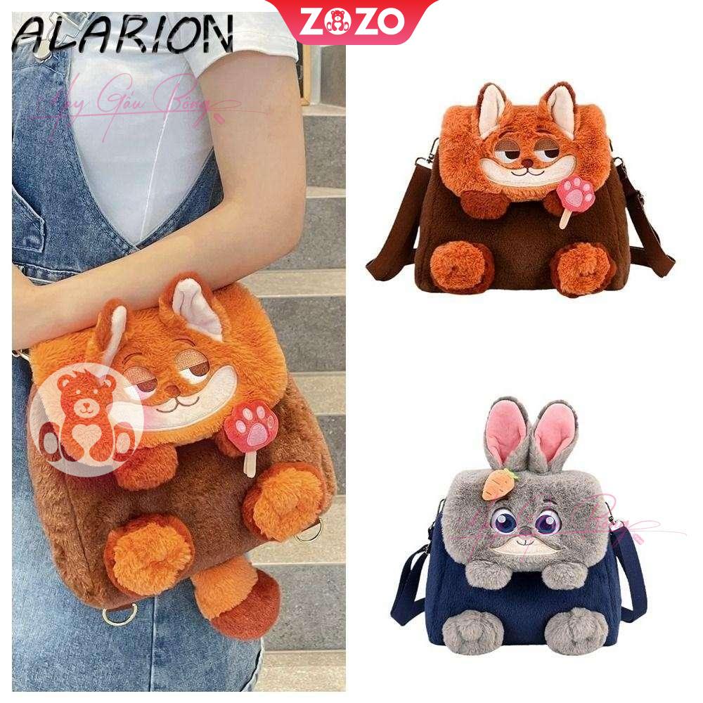 Túi đeo chéo gấu bông Zootopia Nick face tai nhọn mũi nổi